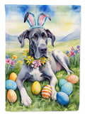 Great Dane Easter Egg Hunt House Flag 28x40 Porch Sleeve Pole Decorative Outside Yard Banner Artwork Wall Hanging, Polyester