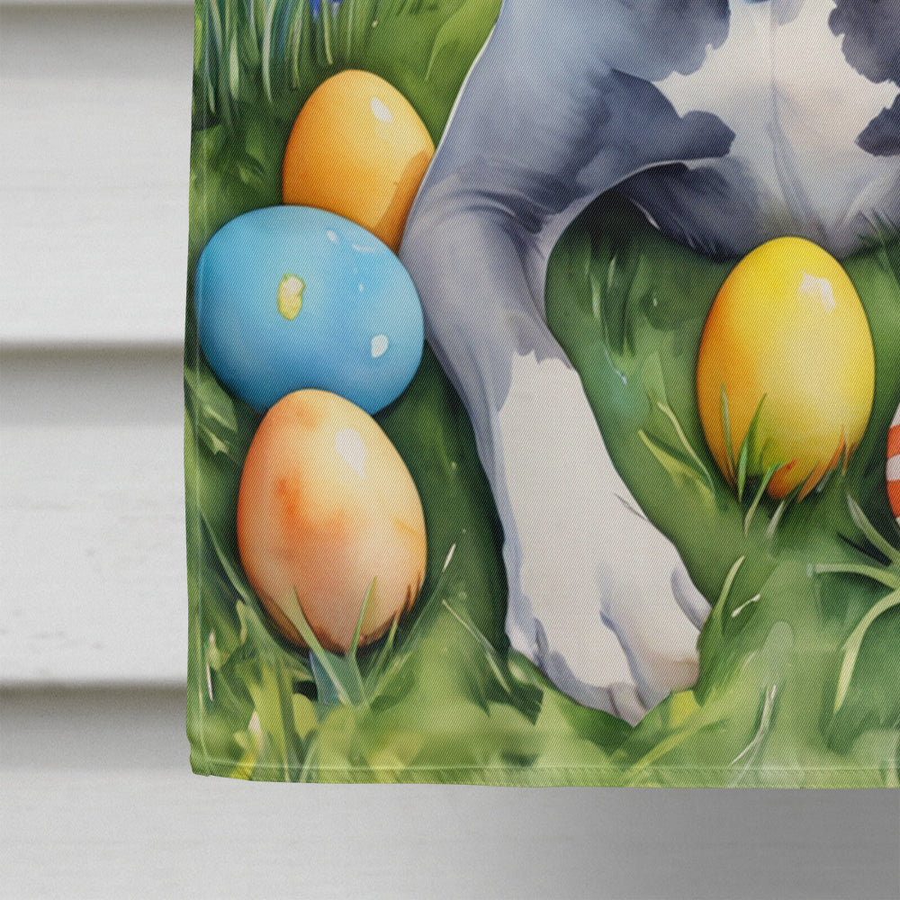 Great Dane Easter Egg Hunt House Flag 28x40 Porch Sleeve Pole Decorative Outside Yard Banner Artwork Wall Hanging, Polyester