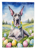 Great Dane Easter Egg Hunt House Flag 28x40 Porch Sleeve Pole Decorative Outside Yard Banner Artwork Wall Hanging, Polyester