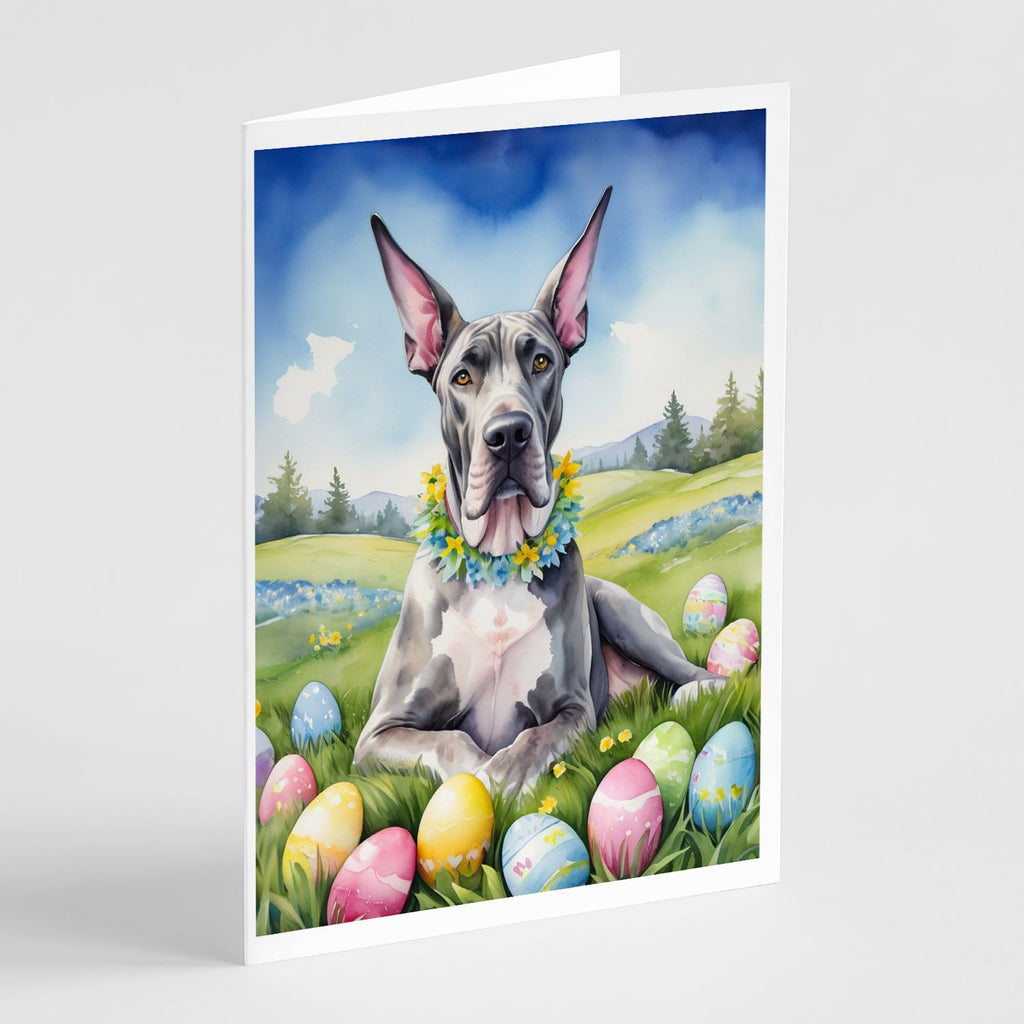 Great Dane Easter Egg Hunt Greeting Cards Pack of 8 Blank Cards with Envelopes Whimsical A7 Size 5x7