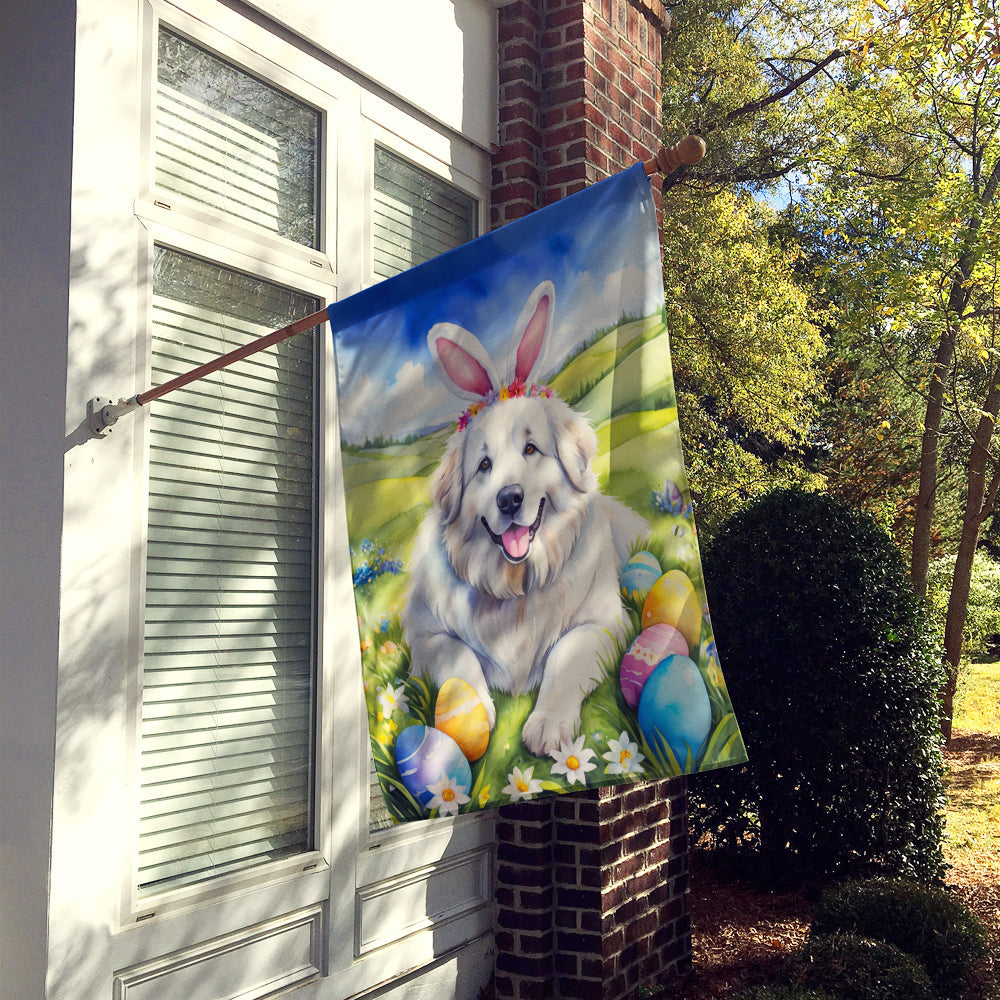 Great Pyrenees Easter Egg Hunt House Flag 28x40 Porch Sleeve Pole Decorative Outside Yard Banner Artwork Wall Hanging, Polyester