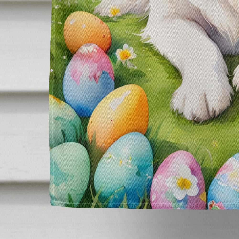 Great Pyrenees Easter Egg Hunt House Flag 28x40 Porch Sleeve Pole Decorative Outside Yard Banner Artwork Wall Hanging, Polyester