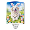 Great Pyrenees Easter Egg Hunt Ceramic Night Light Compact, UL-Certified, Ideal for Bedroom, Bathroom, Nursery, Hallway, Kitchen, 6x4x3, Multicolor