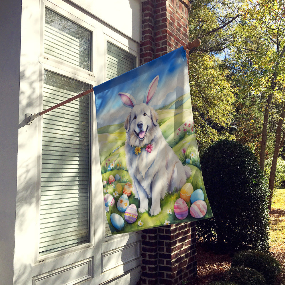Great Pyrenees Easter Egg Hunt House Flag 28x40 Porch Sleeve Pole Decorative Outside Yard Banner Artwork Wall Hanging, Polyester