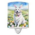 Great Pyrenees Easter Egg Hunt Ceramic Night Light Compact, UL-Certified, Ideal for Bedroom, Bathroom, Nursery, Hallway, Kitchen, 6x4x3, Multicolor