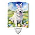 Great Pyrenees Easter Egg Hunt Ceramic Night Light Compact, UL-Certified, Ideal for Bedroom, Bathroom, Nursery, Hallway, Kitchen, 6x4x3, Multicolor