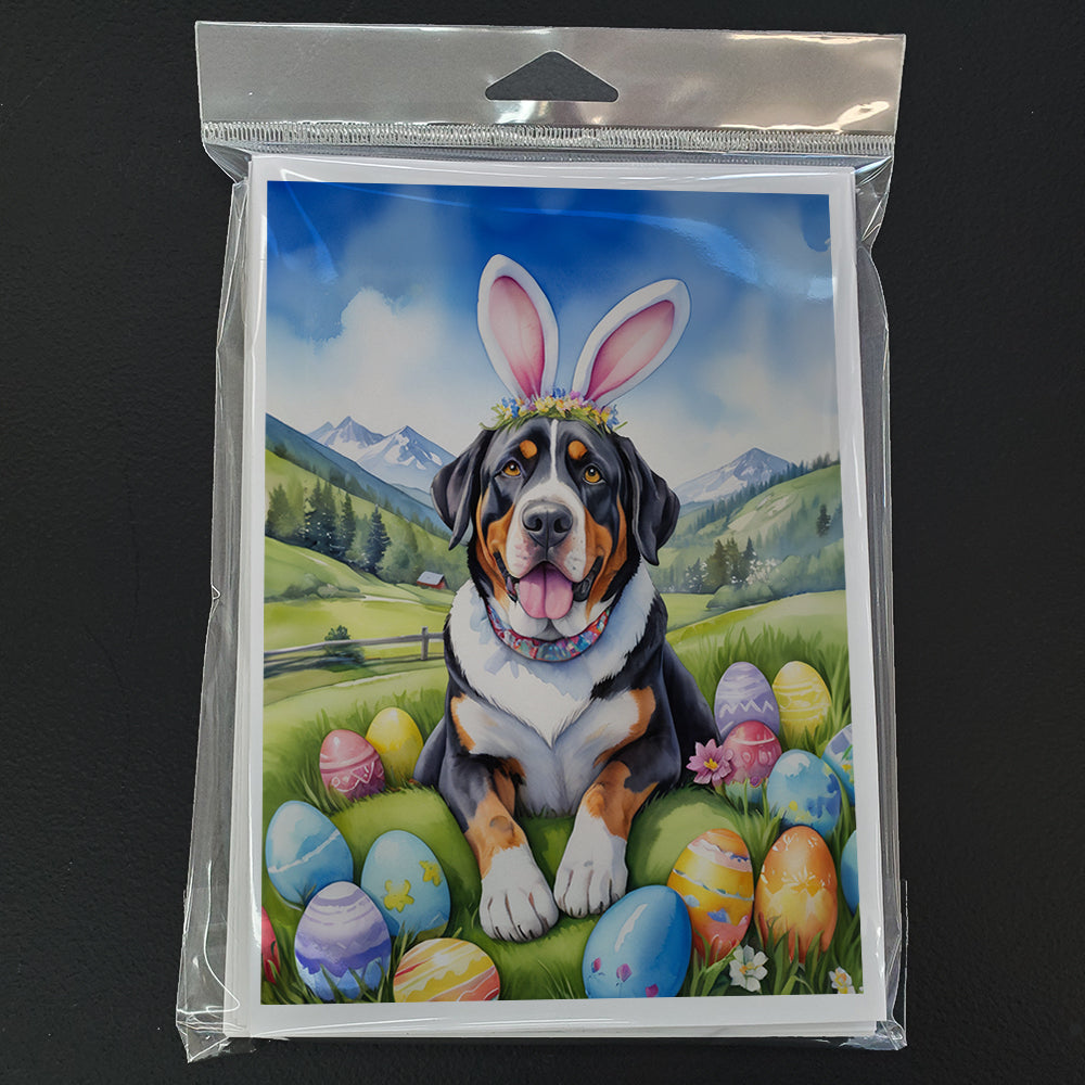Greater Swiss Mountain Dog Easter Egg Hunt Greeting Cards Pack of 8 Blank Cards with Envelopes Whimsical A7 Size 5x7