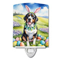 Greater Swiss Mountain Dog Easter Egg Hunt Ceramic Night Light Compact, UL-Certified, Ideal for Bedroom, Bathroom, Nursery, Hallway, Kitchen, 6x4x3, Multicolor