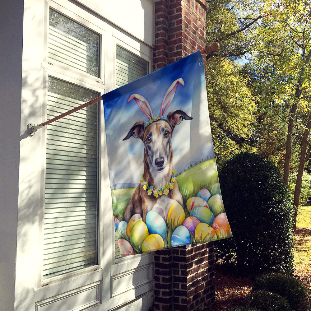 Greyhound Easter Egg Hunt House Flag 28x40 Porch Sleeve Pole Decorative Outside Yard Banner Artwork Wall Hanging, Polyester