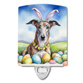 Greyhound Easter Egg Hunt Ceramic Night Light Compact, UL-Certified, Ideal for Bedroom, Bathroom, Nursery, Hallway, Kitchen, 6x4x3, Multicolor