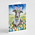 Greyhound Easter Egg Hunt Greeting Cards Pack of 8 Blank Cards with Envelopes Whimsical A7 Size 5x7