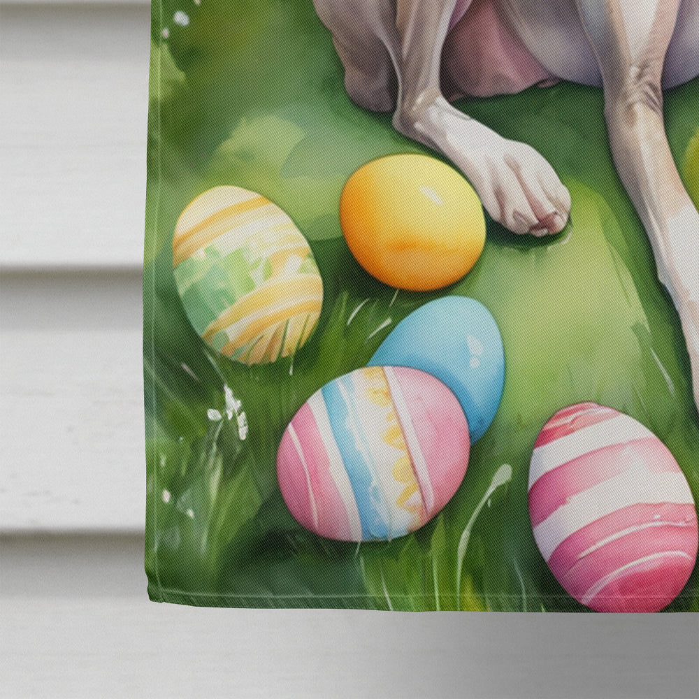 Greyhound Easter Egg Hunt House Flag 28x40 Porch Sleeve Pole Decorative Outside Yard Banner Artwork Wall Hanging, Polyester