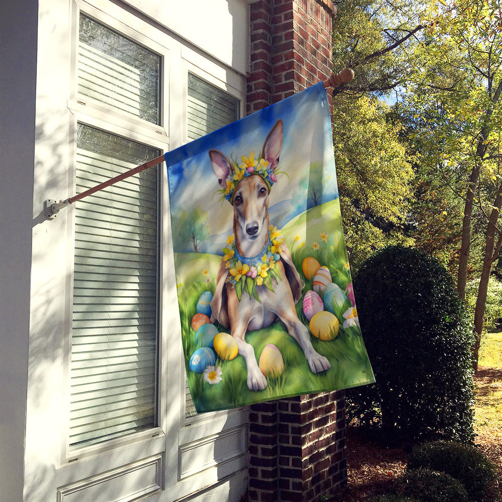 Greyhound Easter Egg Hunt House Flag 28x40 Porch Sleeve Pole Decorative Outside Yard Banner Artwork Wall Hanging, Polyester