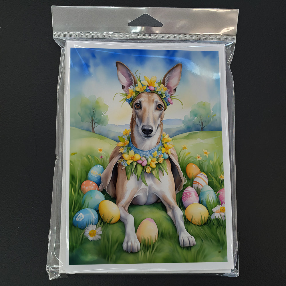 Greyhound Easter Egg Hunt Greeting Cards Pack of 8 Blank Cards with Envelopes Whimsical A7 Size 5x7