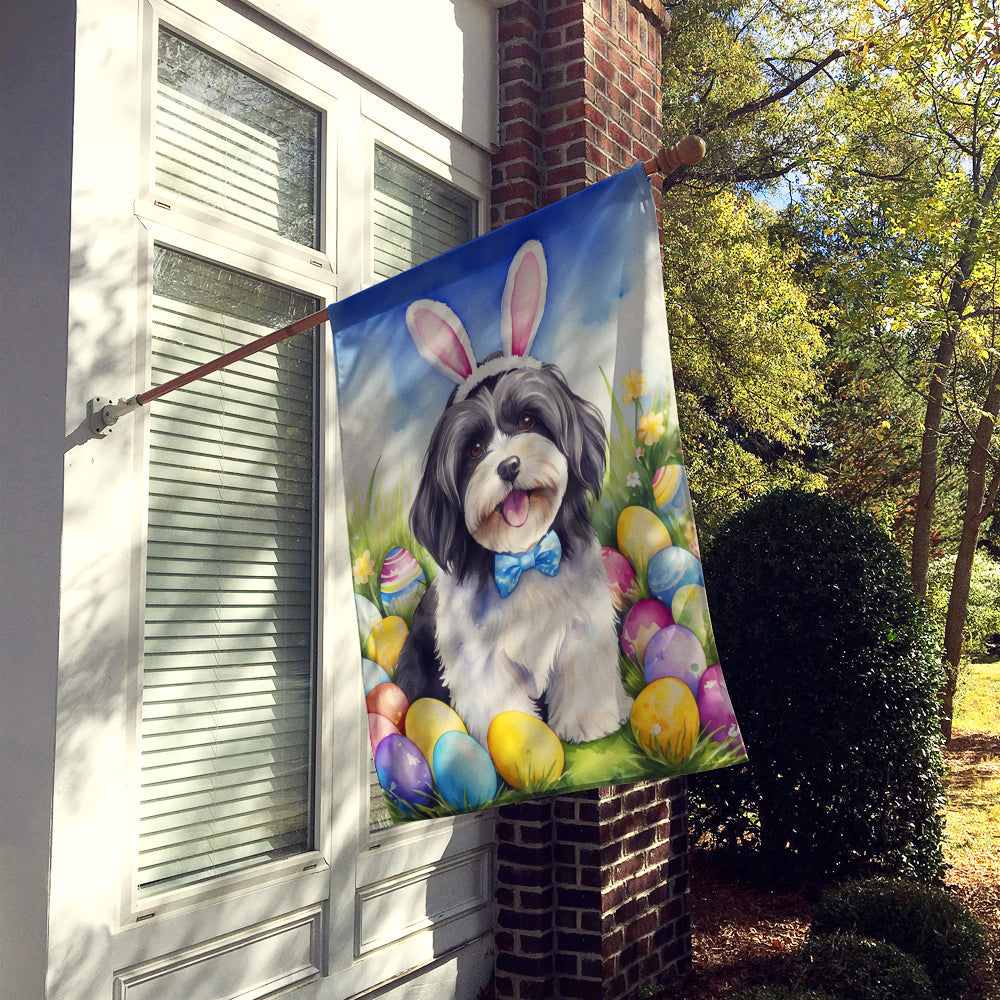 Havanese Easter Egg Hunt House Flag 28x40 Porch Sleeve Pole Decorative Outside Yard Banner Artwork Wall Hanging, Polyester