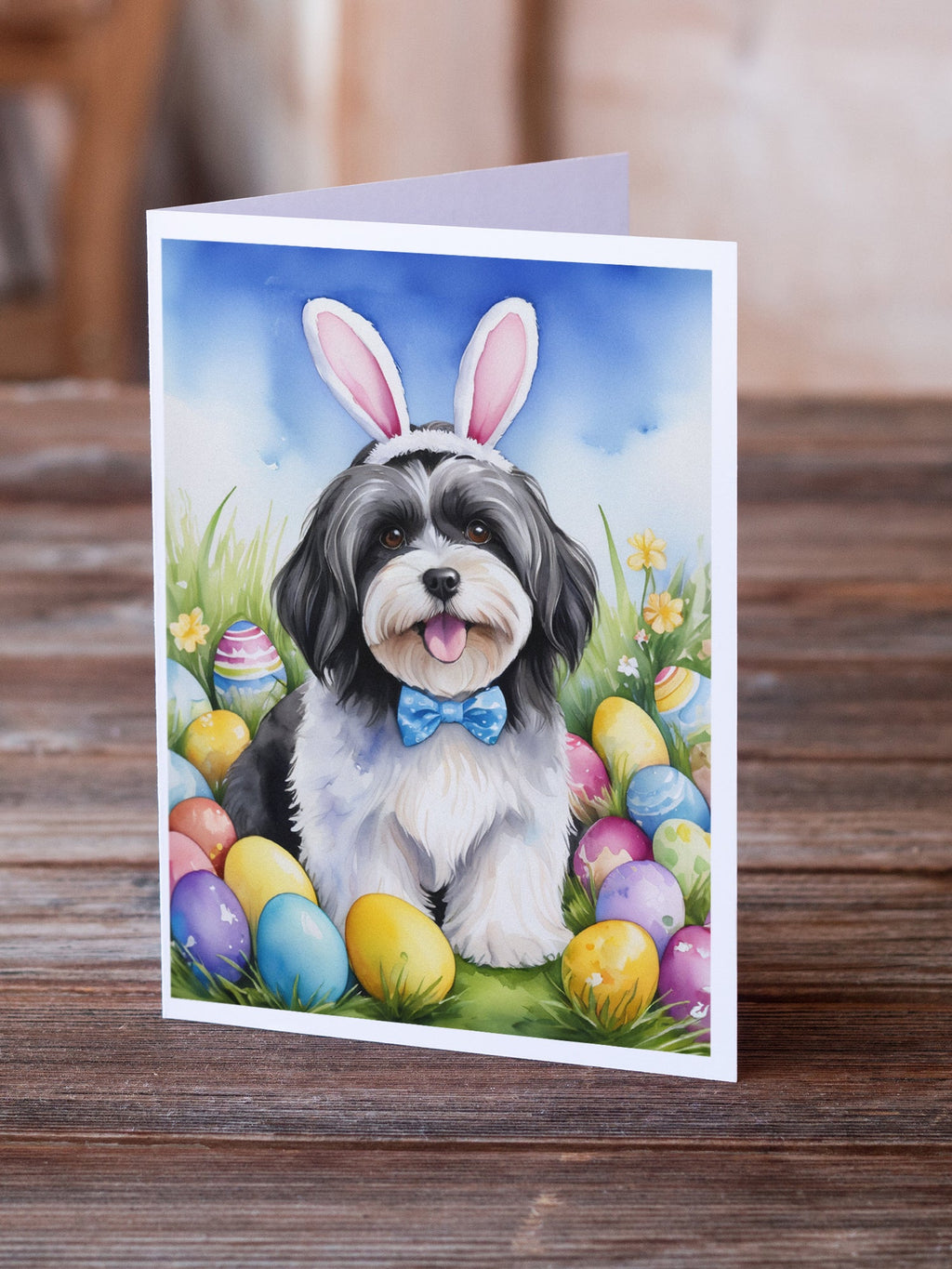 Havanese Easter Egg Hunt Greeting Cards Pack of 8 Blank Cards with Envelopes Whimsical A7 Size 5x7