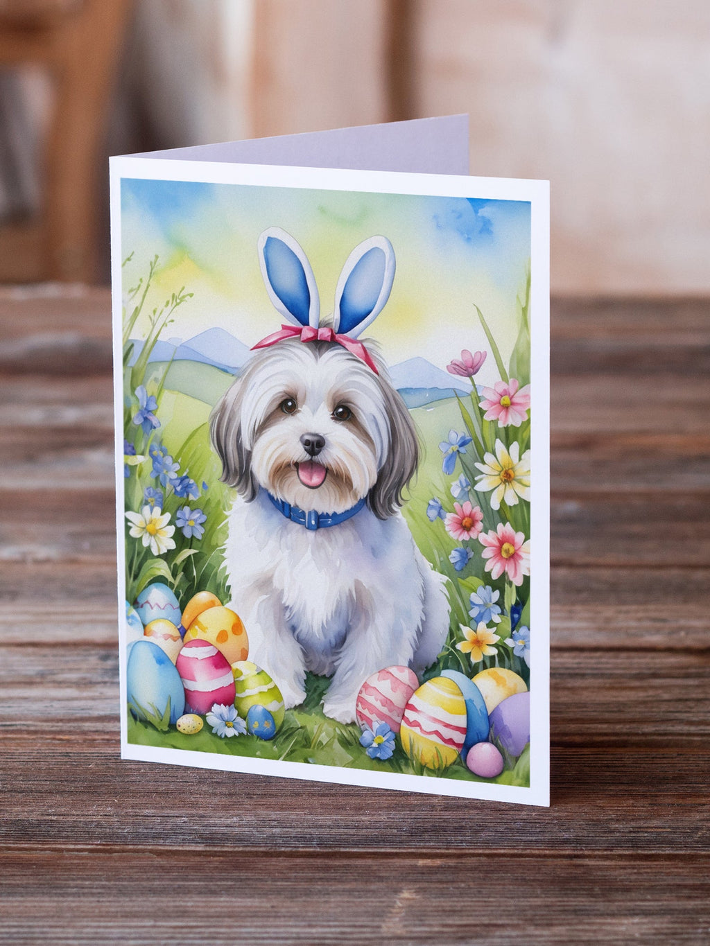 Havanese Easter Egg Hunt Greeting Cards Pack of 8 Blank Cards with Envelopes Whimsical A7 Size 5x7