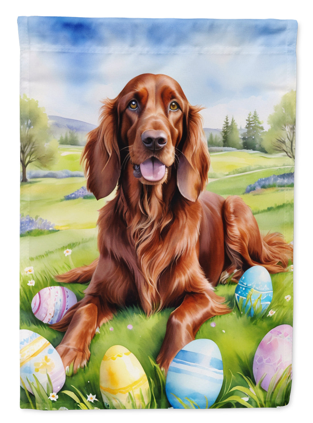 Irish Setter Easter Egg Hunt House Flag 28x40 Porch Sleeve Pole Decorative Outside Yard Banner Artwork Wall Hanging, Polyester