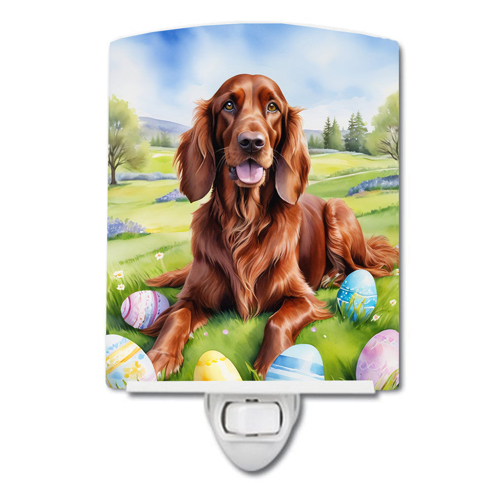 Irish Setter Easter Egg Hunt Ceramic Night Light Compact, UL-Certified, Ideal for Bedroom, Bathroom, Nursery, Hallway, Kitchen, 6x4x3, Multicolor