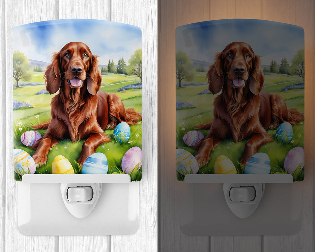 Irish Setter Easter Egg Hunt Ceramic Night Light Compact, UL-Certified, Ideal for Bedroom, Bathroom, Nursery, Hallway, Kitchen, 6x4x3, Multicolor