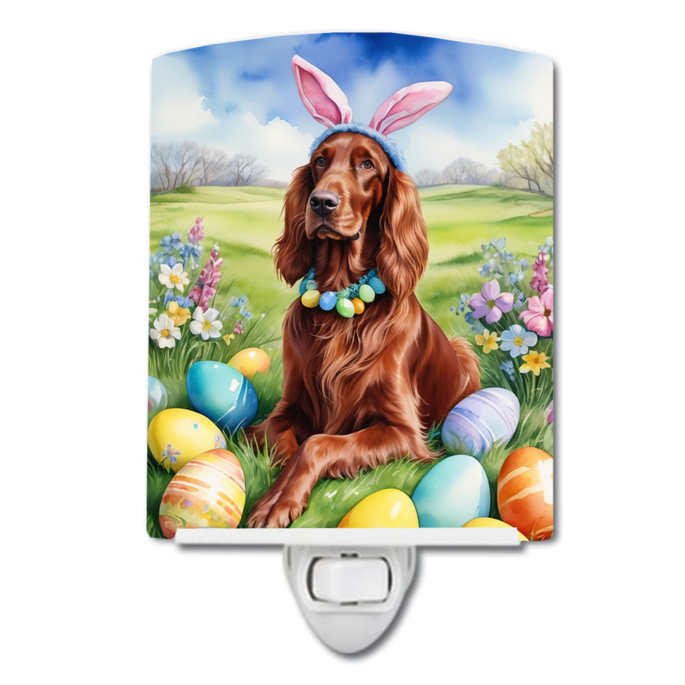 Irish Setter Easter Egg Hunt Ceramic Night Light Compact, UL-Certified, Ideal for Bedroom, Bathroom, Nursery, Hallway, Kitchen, 6x4x3, Multicolor