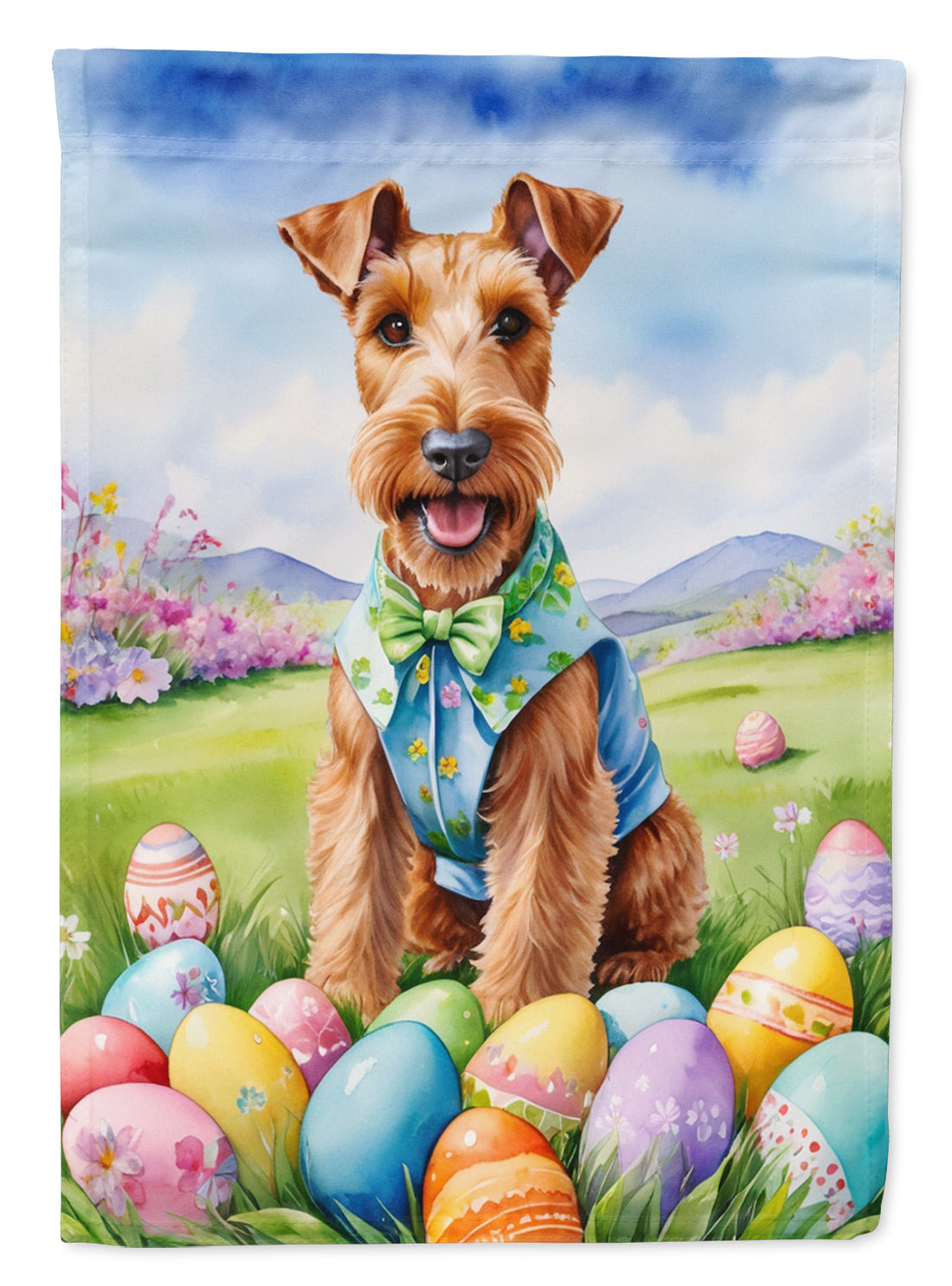 Irish Terrier Easter Egg Hunt House Flag 28x40 Porch Sleeve Pole Decorative Outside Yard Banner Artwork Wall Hanging, Polyester