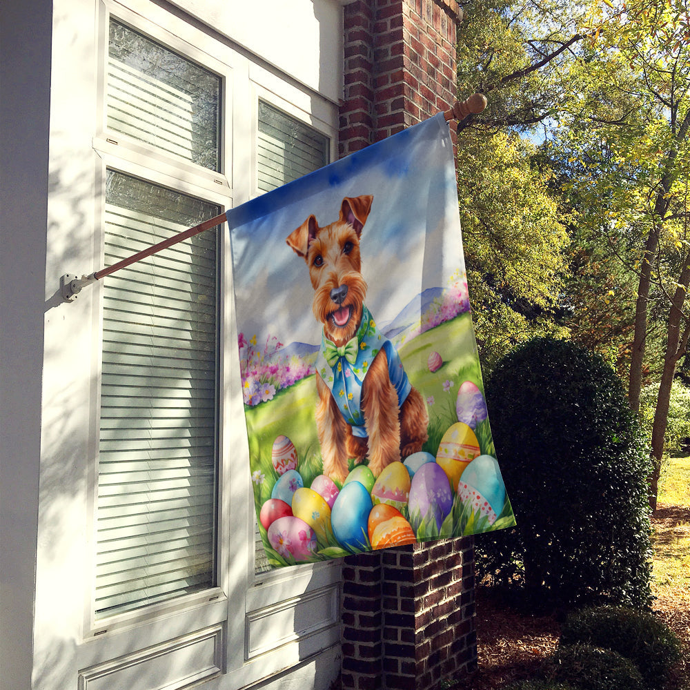 Irish Terrier Easter Egg Hunt House Flag 28x40 Porch Sleeve Pole Decorative Outside Yard Banner Artwork Wall Hanging, Polyester