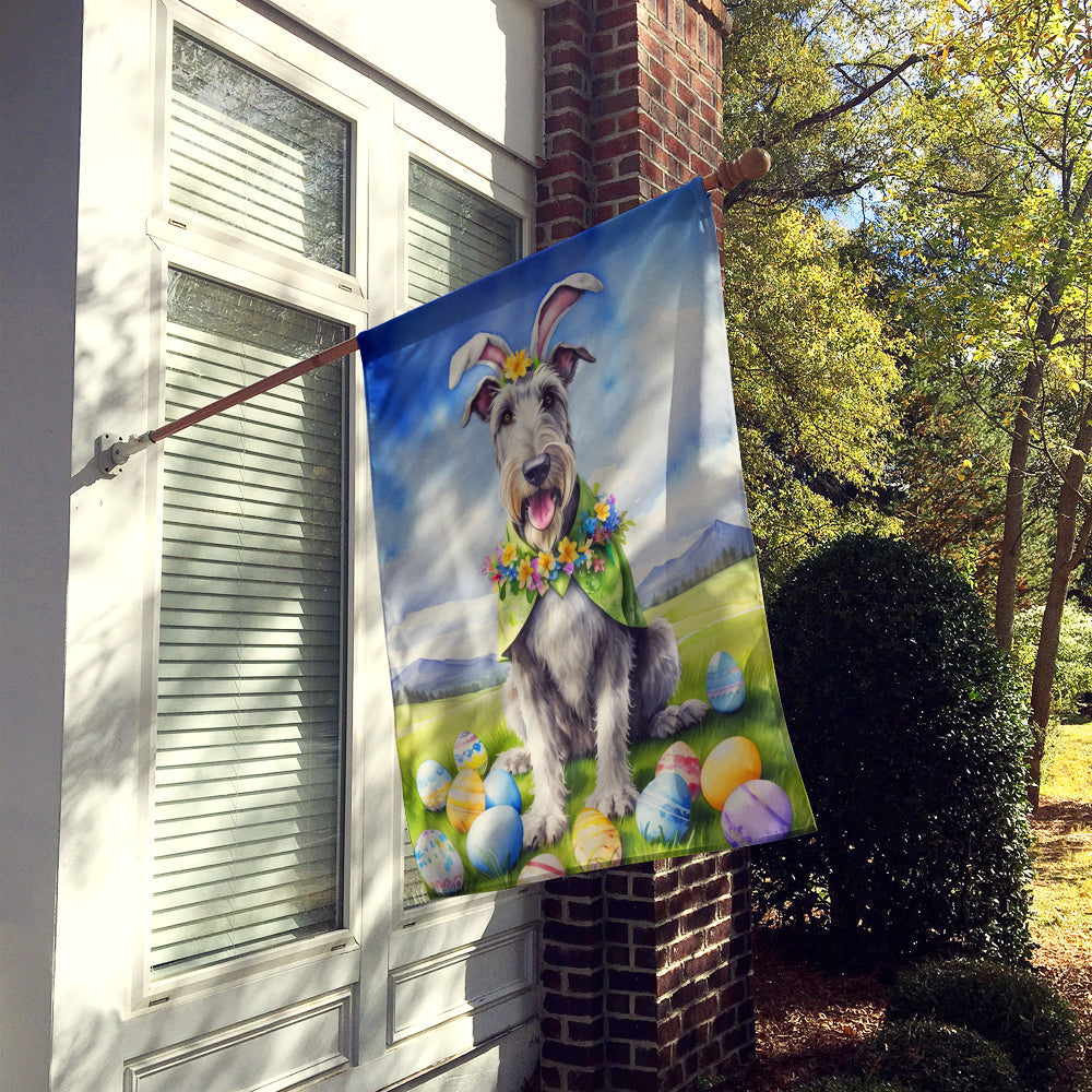Irish Wolfhound Easter Egg Hunt House Flag 28x40 Porch Sleeve Pole Decorative Outside Yard Banner Artwork Wall Hanging, Polyester