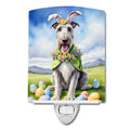 Irish Wolfhound Easter Egg Hunt Ceramic Night Light Compact, UL-Certified, Ideal for Bedroom, Bathroom, Nursery, Hallway, Kitchen, 6x4x3, Multicolor