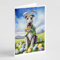 Irish Wolfhound Easter Egg Hunt Greeting Cards Pack of 8 Blank Cards with Envelopes Whimsical A7 Size 5x7
