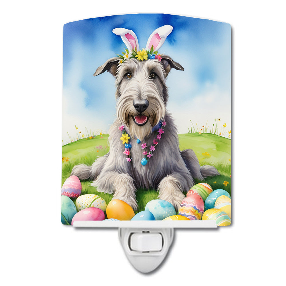 Irish Wolfhound Easter Egg Hunt Ceramic Night Light Compact, UL-Certified, Ideal for Bedroom, Bathroom, Nursery, Hallway, Kitchen, 6x4x3, Multicolor