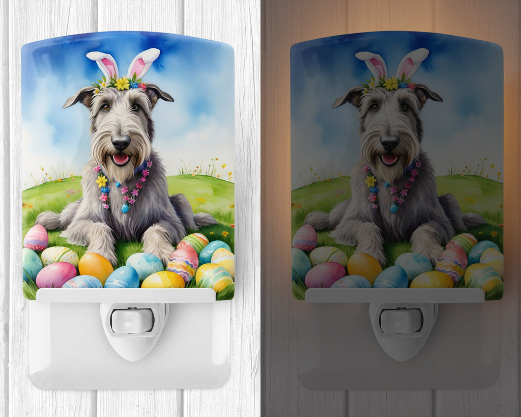 Irish Wolfhound Easter Egg Hunt Ceramic Night Light Compact, UL-Certified, Ideal for Bedroom, Bathroom, Nursery, Hallway, Kitchen, 6x4x3, Multicolor