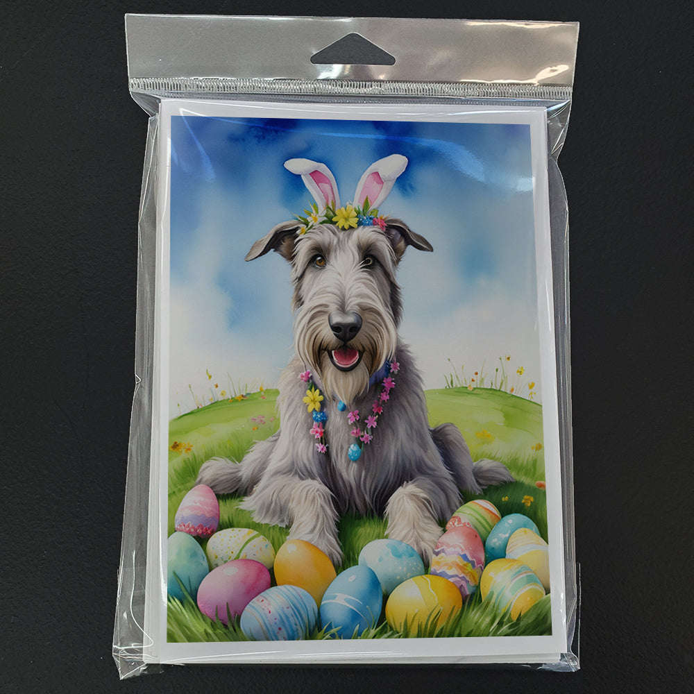 Irish Wolfhound Easter Egg Hunt Greeting Cards Pack of 8 Blank Cards with Envelopes Whimsical A7 Size 5x7