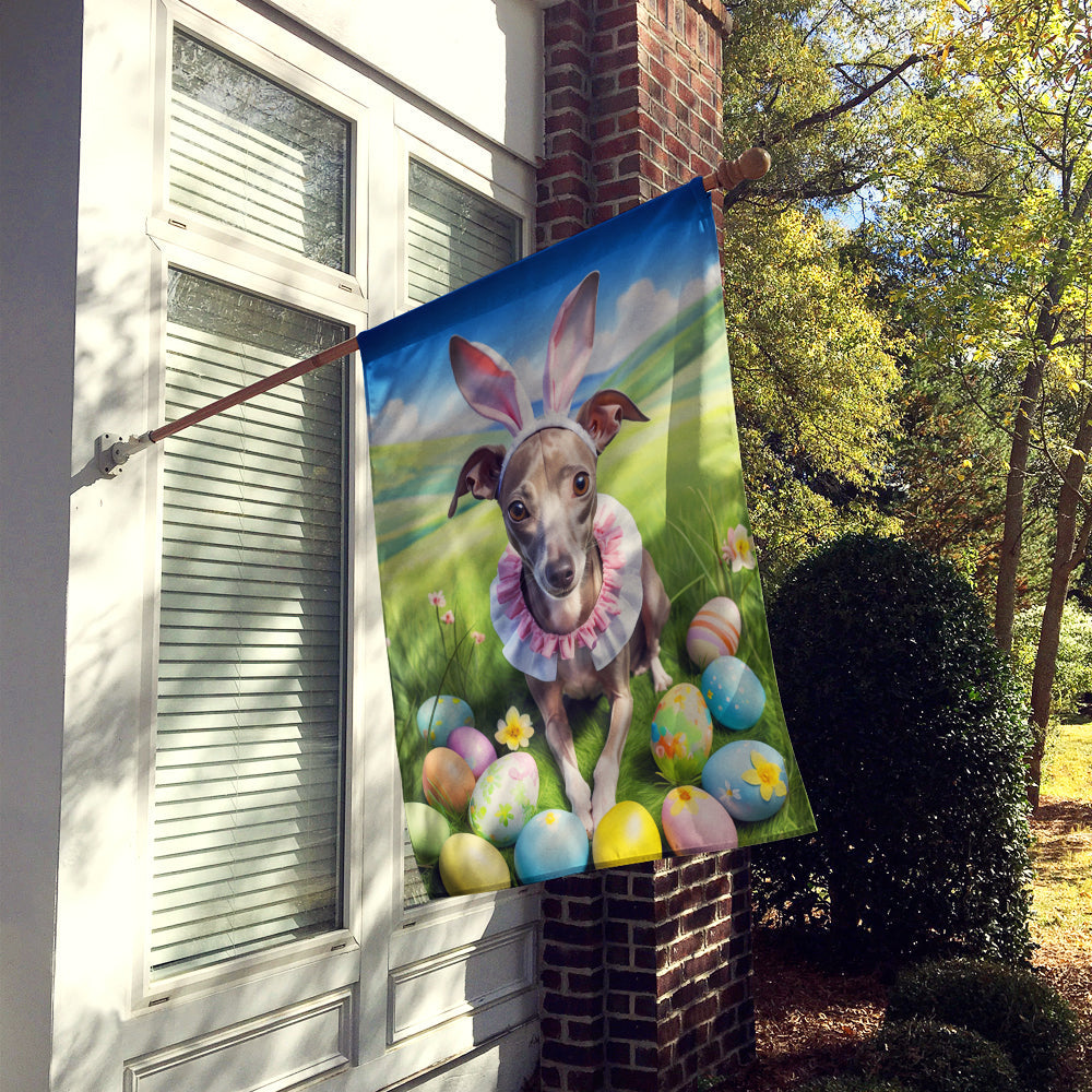 Italian Greyhound Easter Egg Hunt House Flag 28x40 Porch Sleeve Pole Decorative Outside Yard Banner Artwork Wall Hanging, Polyester