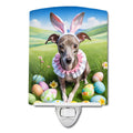 Italian Greyhound Easter Egg Hunt Ceramic Night Light Compact, UL-Certified, Ideal for Bedroom, Bathroom, Nursery, Hallway, Kitchen, 6x4x3, Multicolor