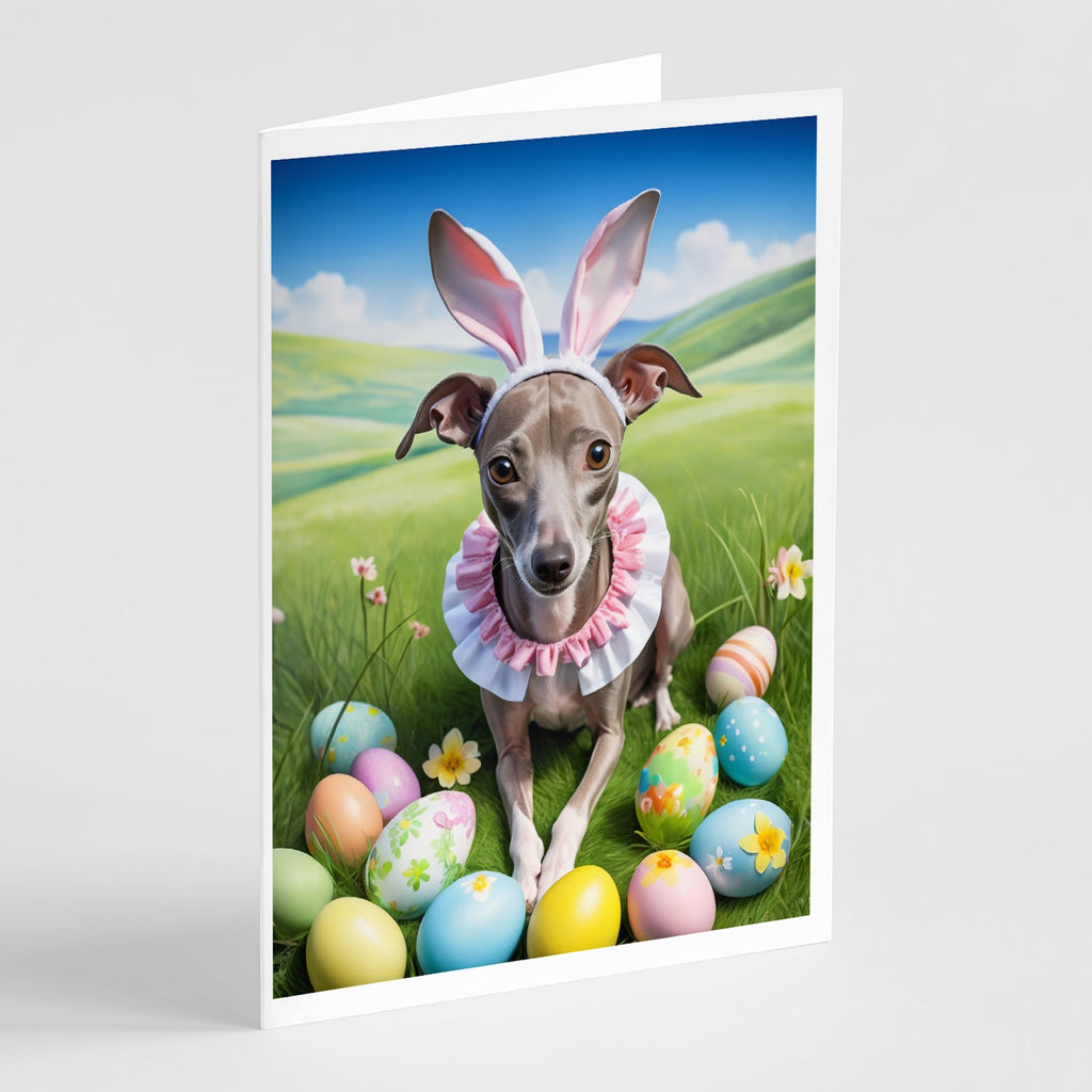 Italian Greyhound Easter Egg Hunt Greeting Cards Pack of 8 Blank Cards with Envelopes Whimsical A7 Size 5x7