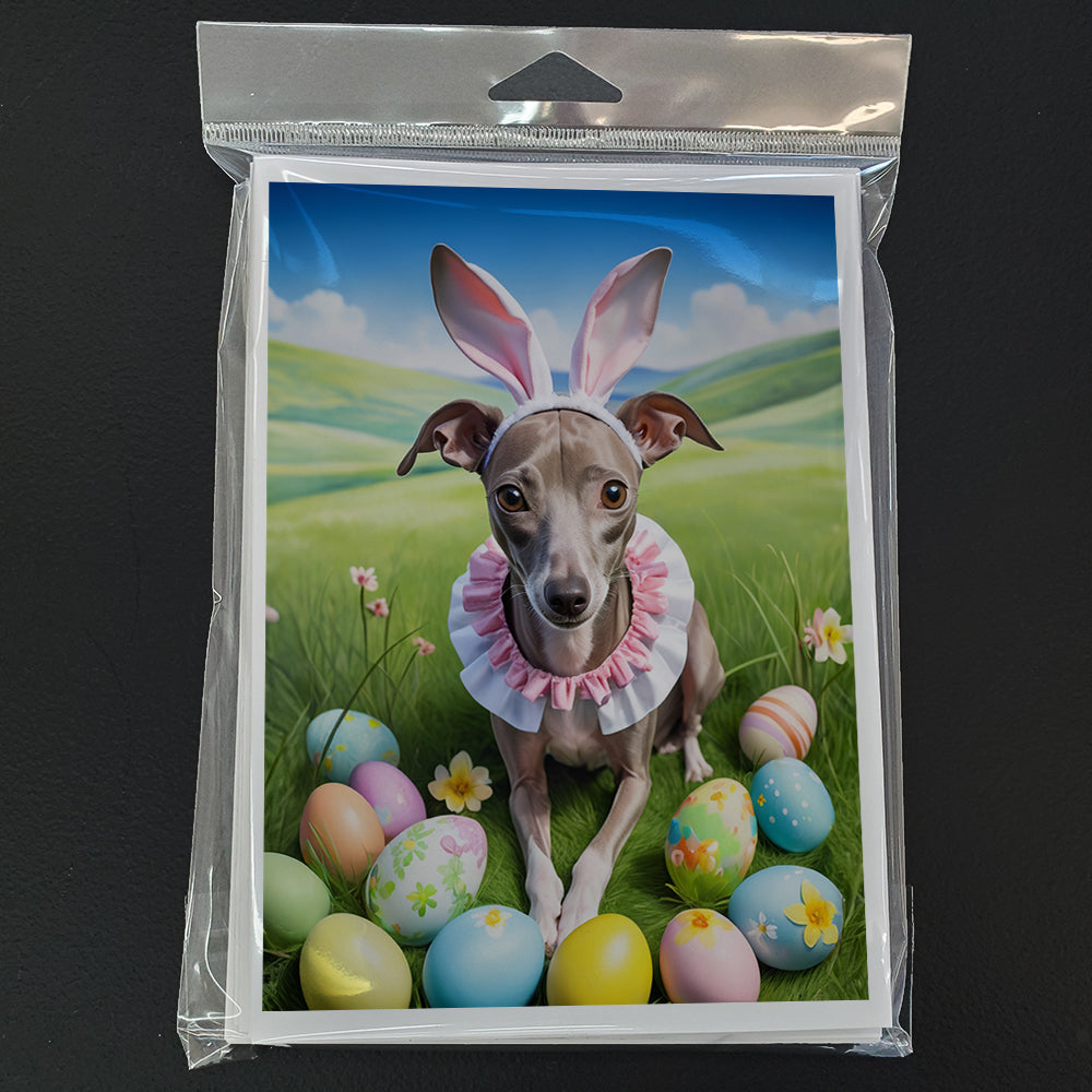 Italian Greyhound Easter Egg Hunt Greeting Cards Pack of 8 Blank Cards with Envelopes Whimsical A7 Size 5x7