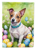 Jack Russell Terrier Easter Egg Hunt House Flag 28x40 Porch Sleeve Pole Decorative Outside Yard Banner Artwork Wall Hanging, Polyester