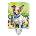 Jack Russell Terrier Easter Egg Hunt Ceramic Night Light Compact, UL-Certified, Ideal for Bedroom, Bathroom, Nursery, Hallway, Kitchen, 6x4x3, Multicolor