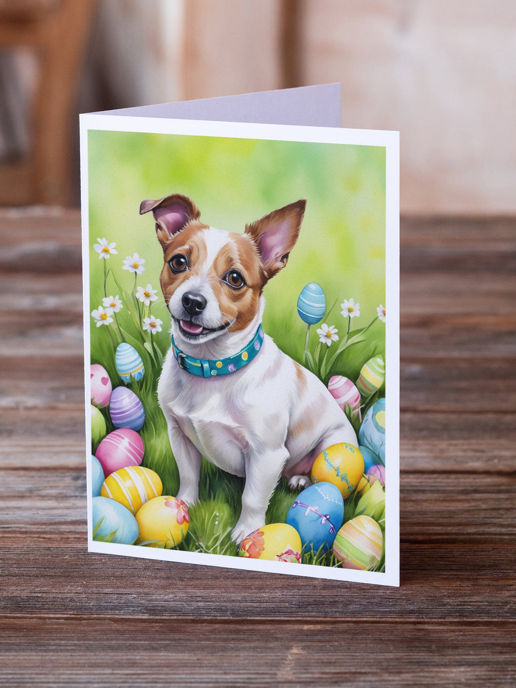 Jack Russell Terrier Easter Egg Hunt Greeting Cards Pack of 8 Blank Cards with Envelopes Whimsical A7 Size 5x7