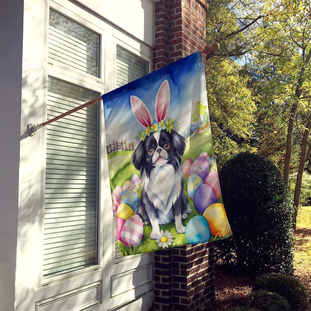 Japanese Chin Easter Egg Hunt House Flag 28x40 Porch Sleeve Pole Decorative Outside Yard Banner Artwork Wall Hanging, Polyester