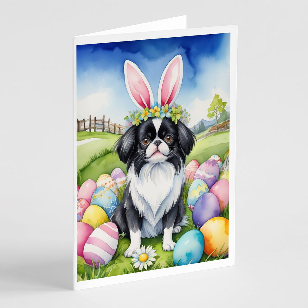 Japanese Chin Easter Egg Hunt Greeting Cards Pack of 8 Blank Cards with Envelopes Whimsical A7 Size 5x7