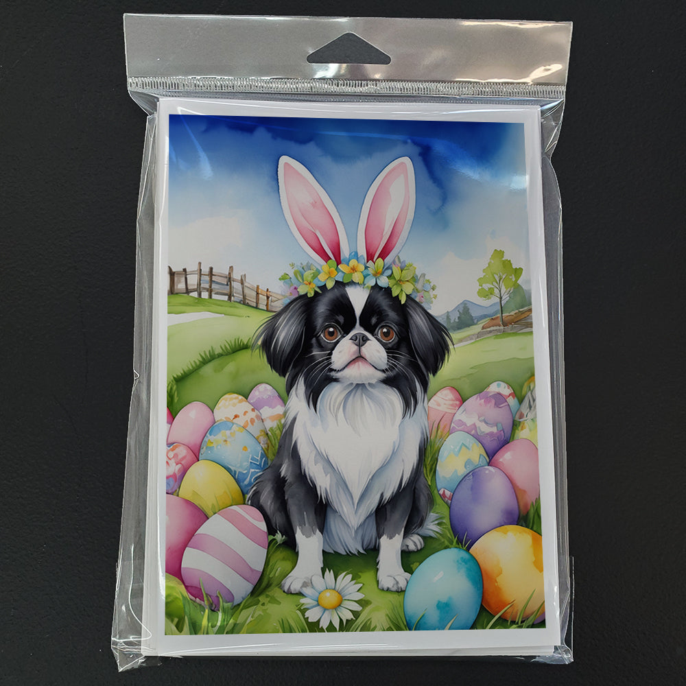 Japanese Chin Easter Egg Hunt Greeting Cards Pack of 8 Blank Cards with Envelopes Whimsical A7 Size 5x7