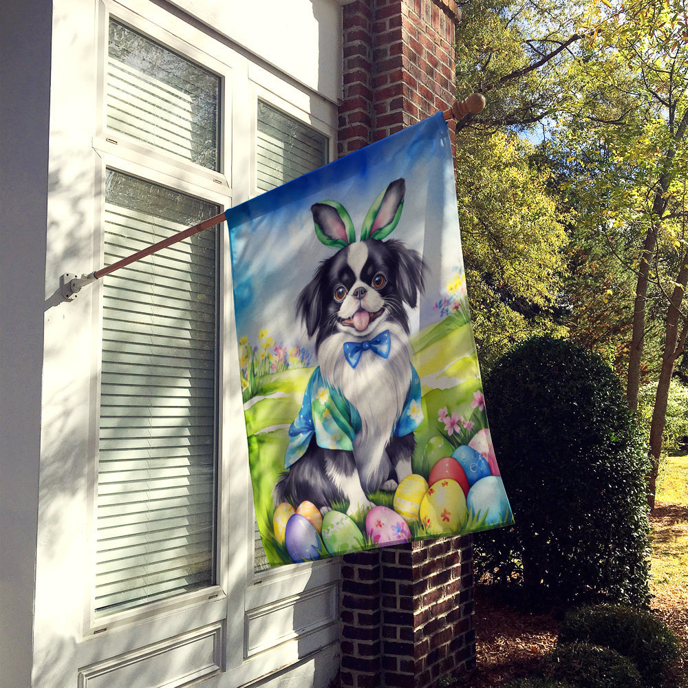Japanese Chin Easter Egg Hunt House Flag 28x40 Porch Sleeve Pole Decorative Outside Yard Banner Artwork Wall Hanging, Polyester