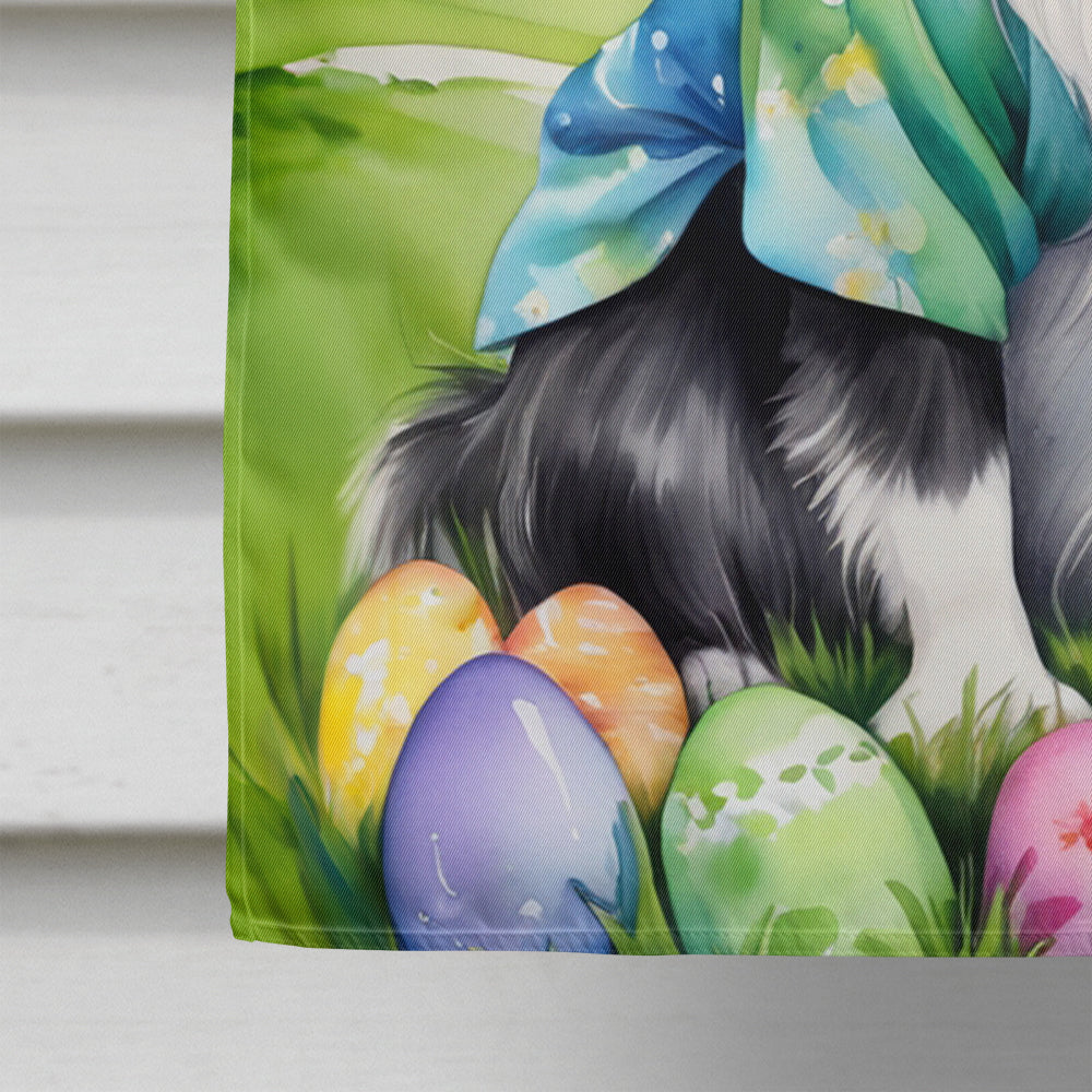 Japanese Chin Easter Egg Hunt House Flag 28x40 Porch Sleeve Pole Decorative Outside Yard Banner Artwork Wall Hanging, Polyester