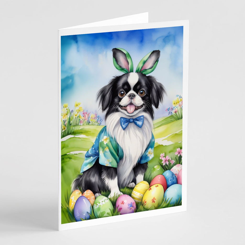 Japanese Chin Easter Egg Hunt Greeting Cards Pack of 8 Blank Cards with Envelopes Whimsical A7 Size 5x7