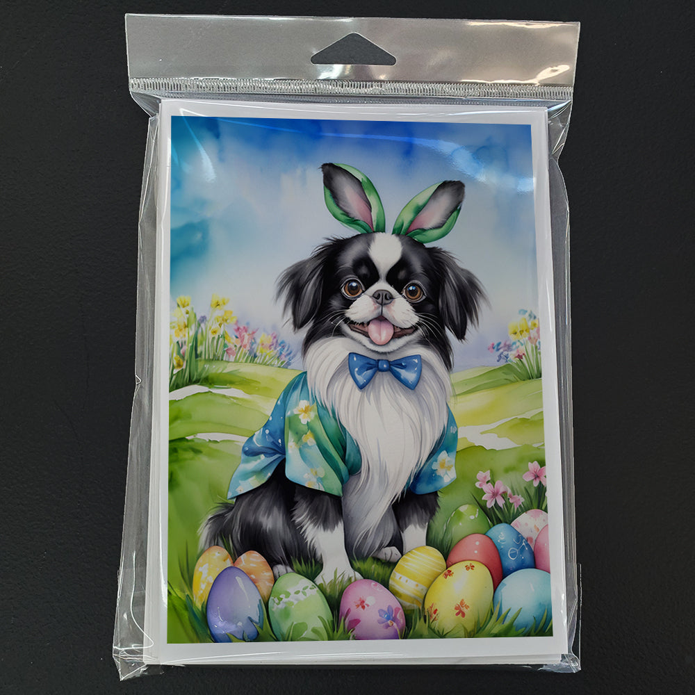 Japanese Chin Easter Egg Hunt Greeting Cards Pack of 8 Blank Cards with Envelopes Whimsical A7 Size 5x7