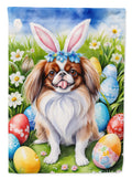 Japanese Chin Easter Egg Hunt House Flag 28x40 Porch Sleeve Pole Decorative Outside Yard Banner Artwork Wall Hanging, Polyester