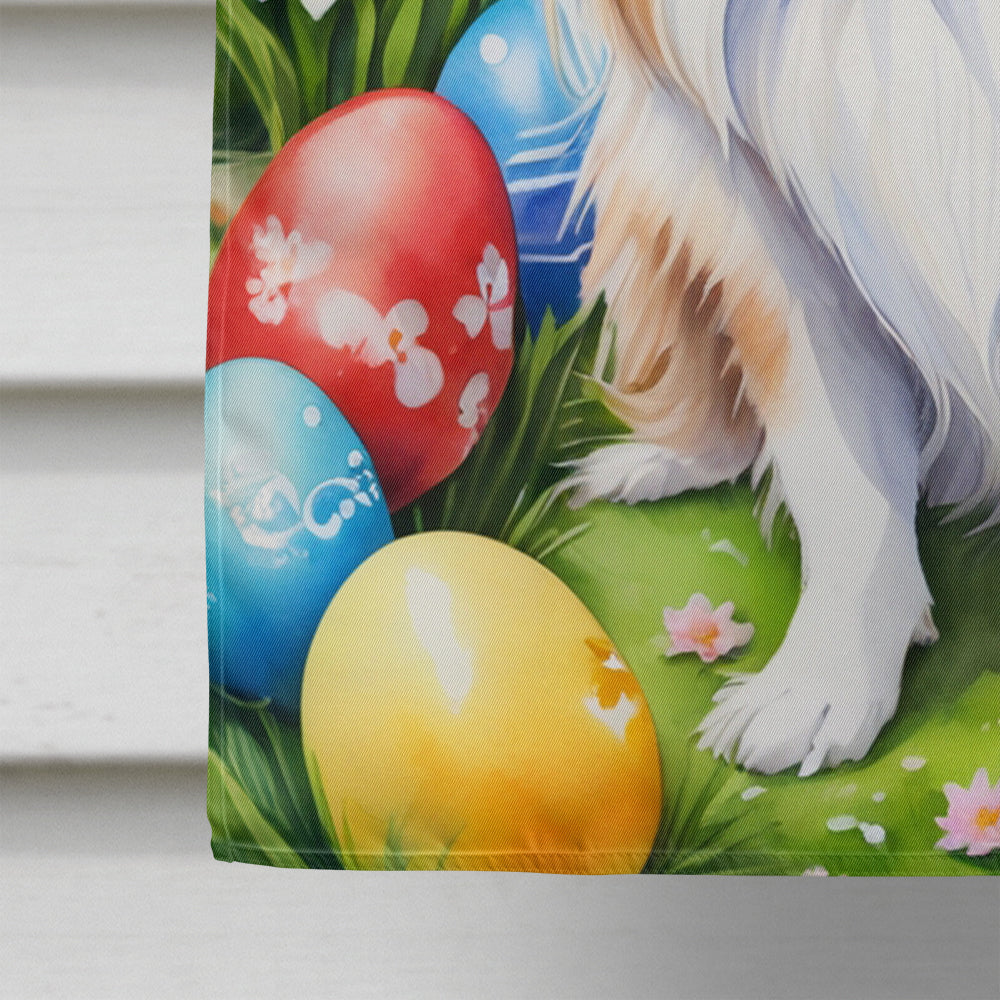 Japanese Chin Easter Egg Hunt House Flag 28x40 Porch Sleeve Pole Decorative Outside Yard Banner Artwork Wall Hanging, Polyester
