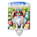 Japanese Chin Easter Egg Hunt Ceramic Night Light Compact, UL-Certified, Ideal for Bedroom, Bathroom, Nursery, Hallway, Kitchen, 6x4x3, Multicolor